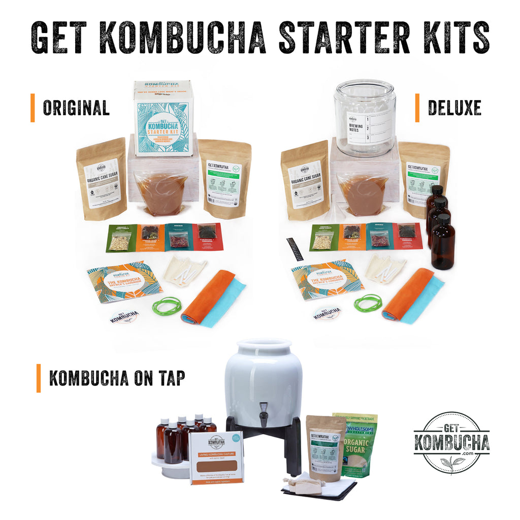 Get Kombucha [ADVANCED] Kombucha Starter Kit, Makes 5 Gallons or 40 Bottles of Organic Tea, Vegan, GMO, and Gluten-Free, Save Time and Money, Our All-Inclusive Probiotic Infused Brewing Bundle